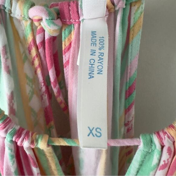 Southern Tide Smocked Waist Mini Dress Colorful spaghetti strap tie bow keyhole - Picture 9 of 11